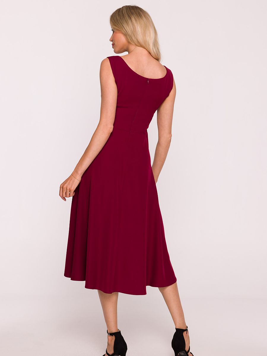 Robe midi Lucie évasée, coloris bordeaux, photo 3