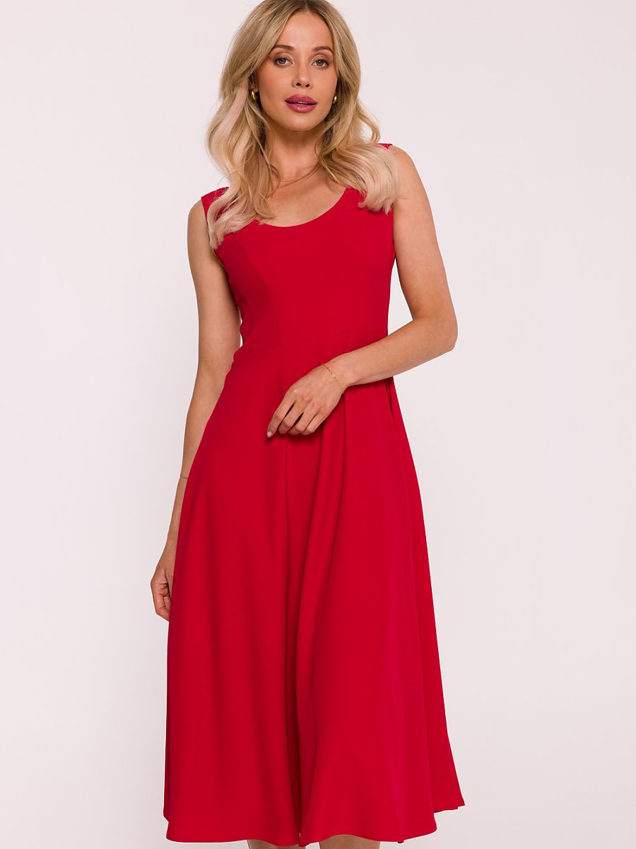 Robe midi Lucie évasée, coloris rouge, photo 1