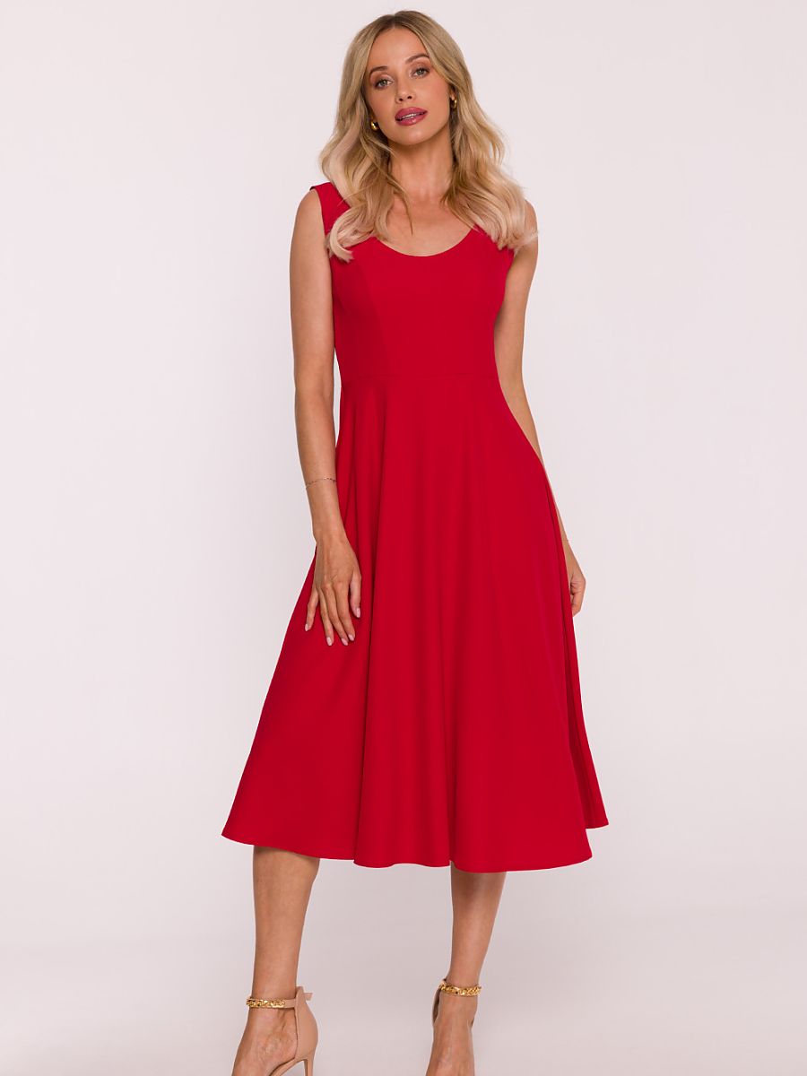 Robe midi Lucie évasée, coloris rouge, photo 2