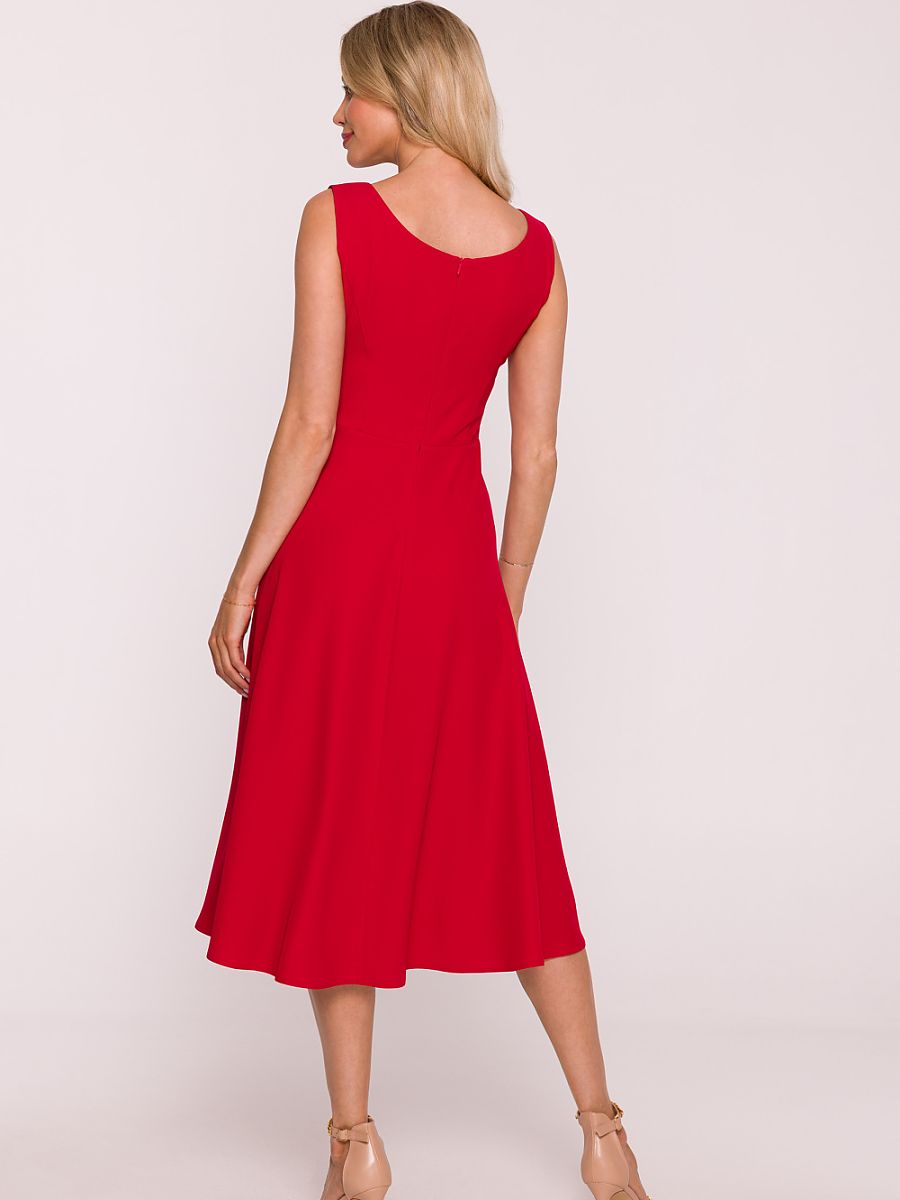 Robe midi Lucie évasée, coloris rouge, photo 3