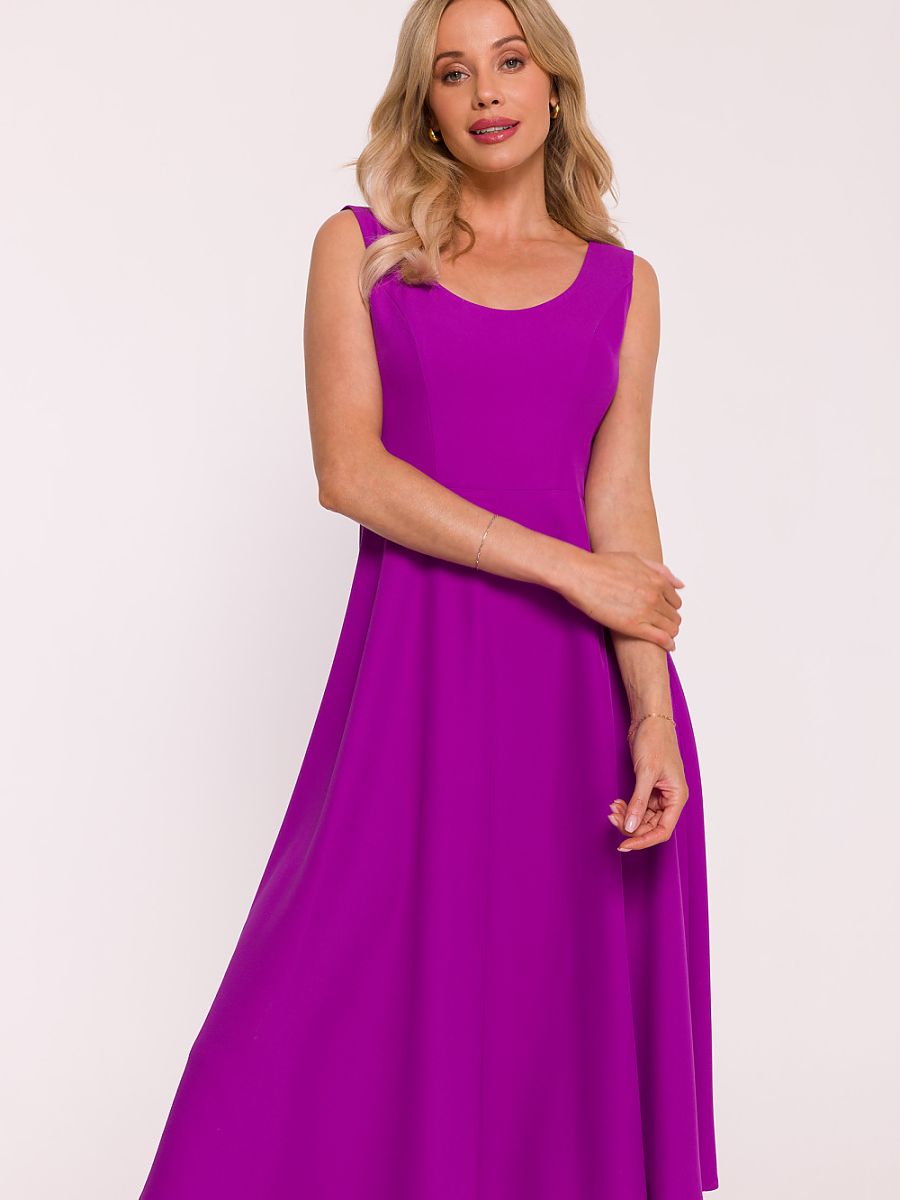 Robe midi Lucie évasée, coloris violet, photo 1