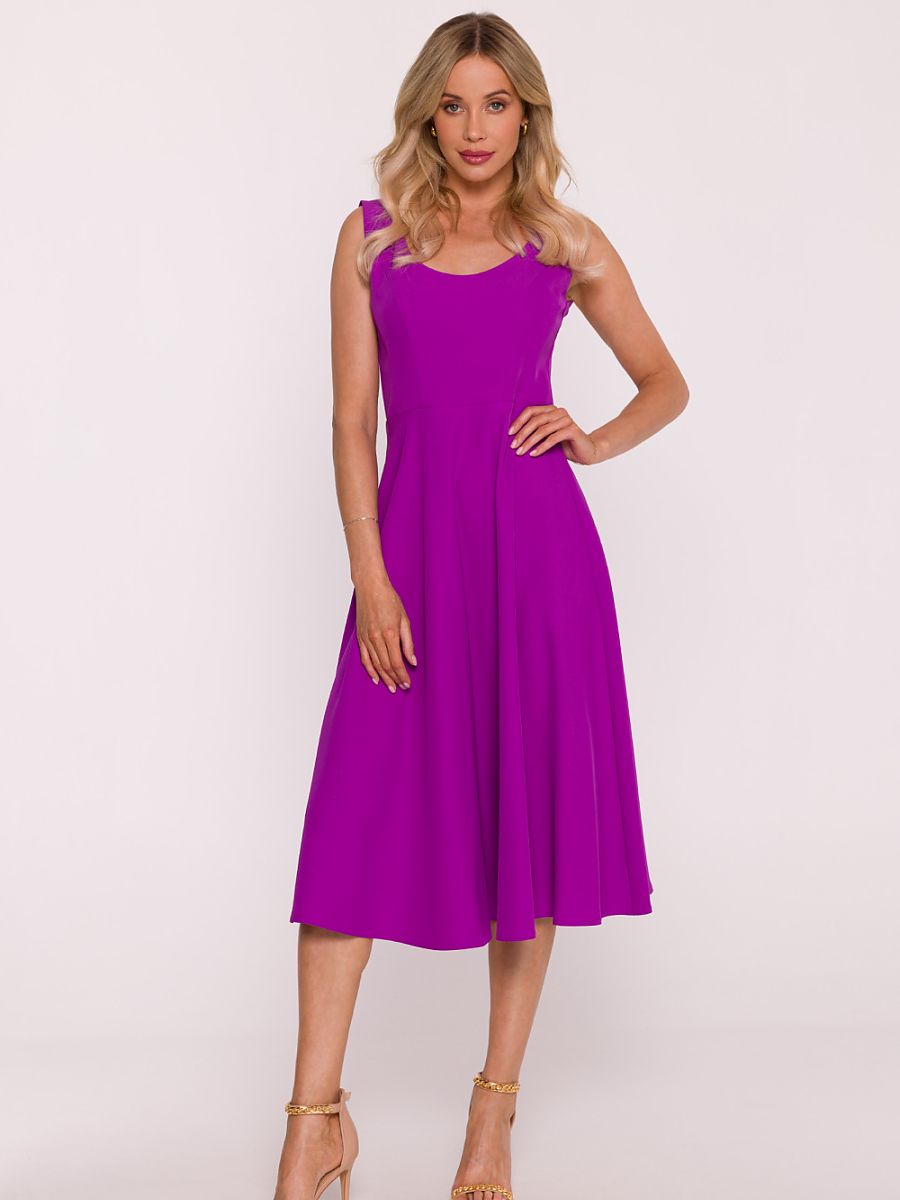 Robe midi Lucie évasée, coloris violet, photo 2