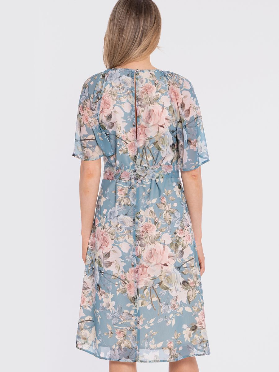 Robe midi fleurie Capucine, coloris fleuri bleu, photo 3