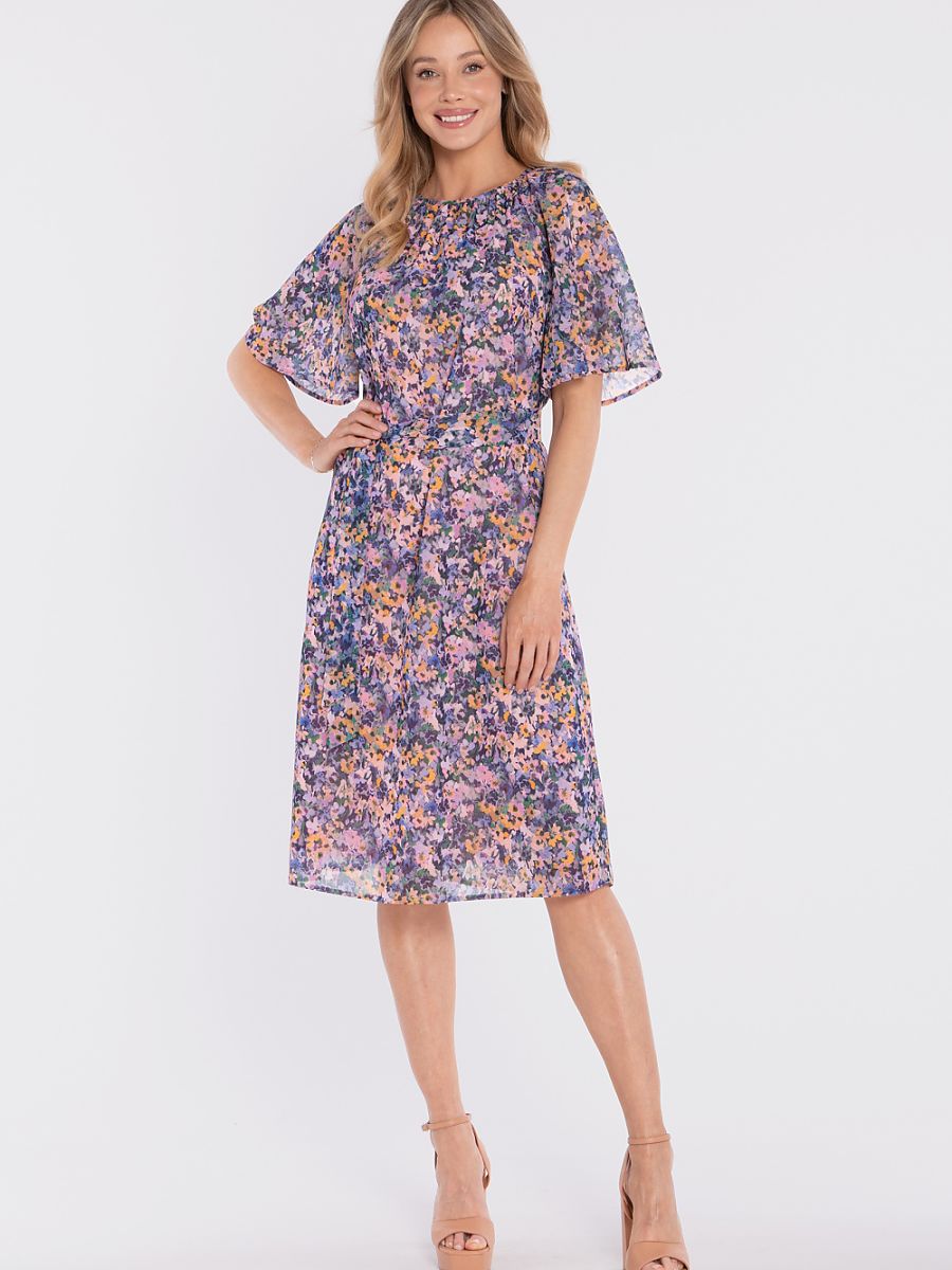 Robe midi fleurie Capucine, coloris fleuri lilas, photo 2