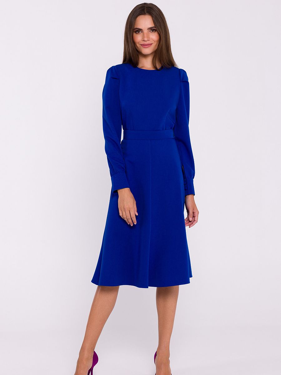 Robe midi Adèle ceinturée, coloris bleu roi, photo 1