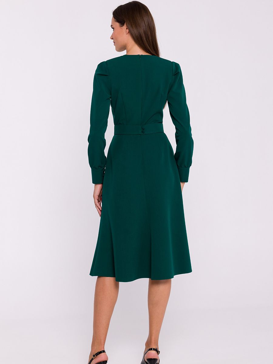 Robe midi Adèle ceinturée, coloris vert sapin, photo 3