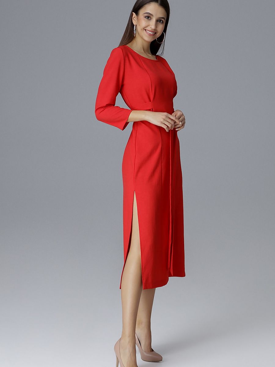 Robe midi Pauline à nouer, coloris rouge, photo 2