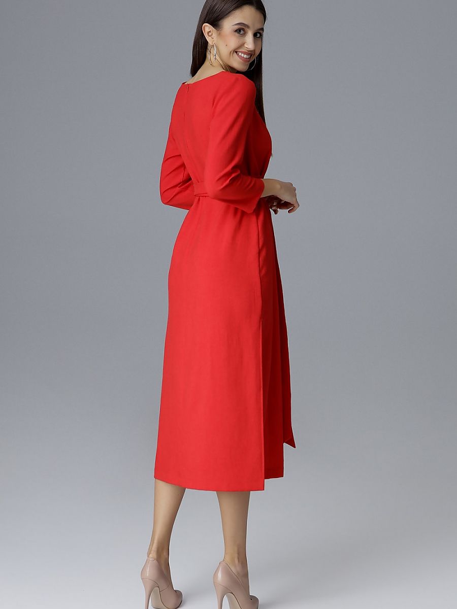 Robe midi Pauline à nouer, coloris rouge, photo 3