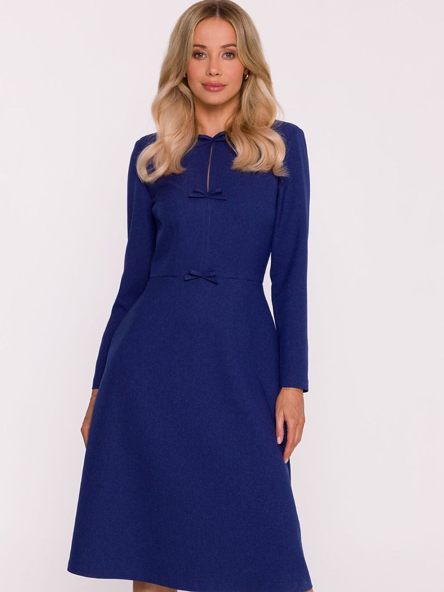 Robe midi Valentine à nœuds, coloris bleu roi, photo 1