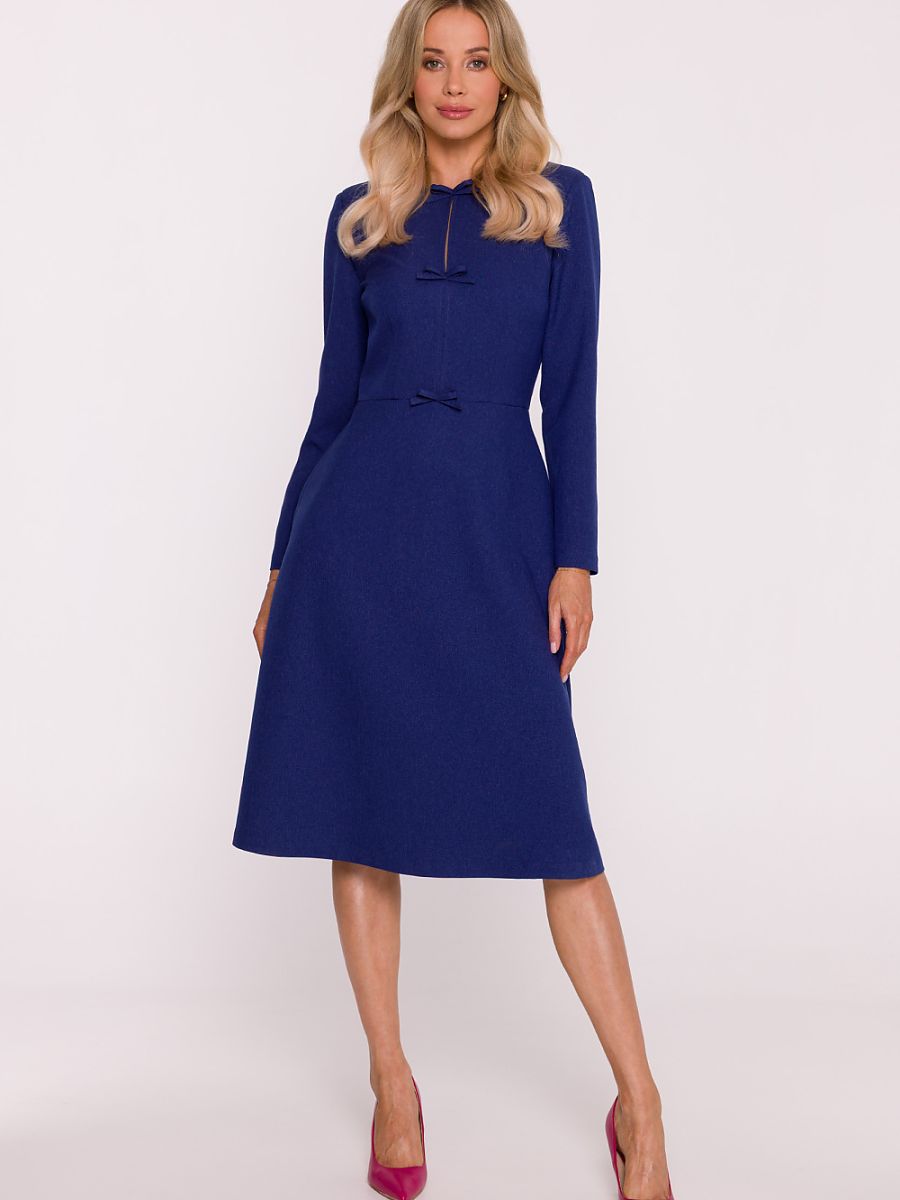 Robe midi Valentine à nœuds, coloris bleu roi, photo 2
