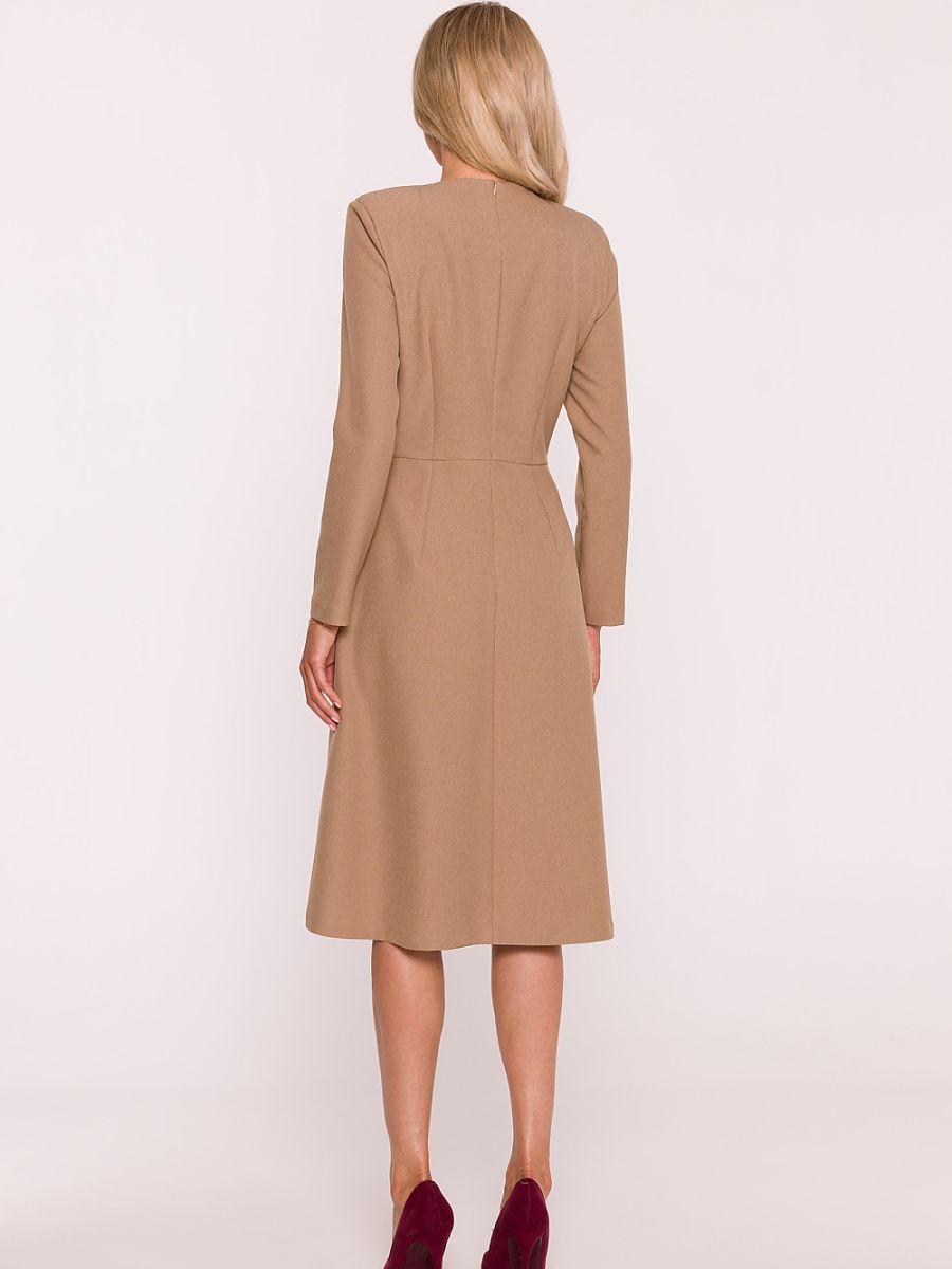 Robe midi Valentine à nœuds, coloris camel, photo 3