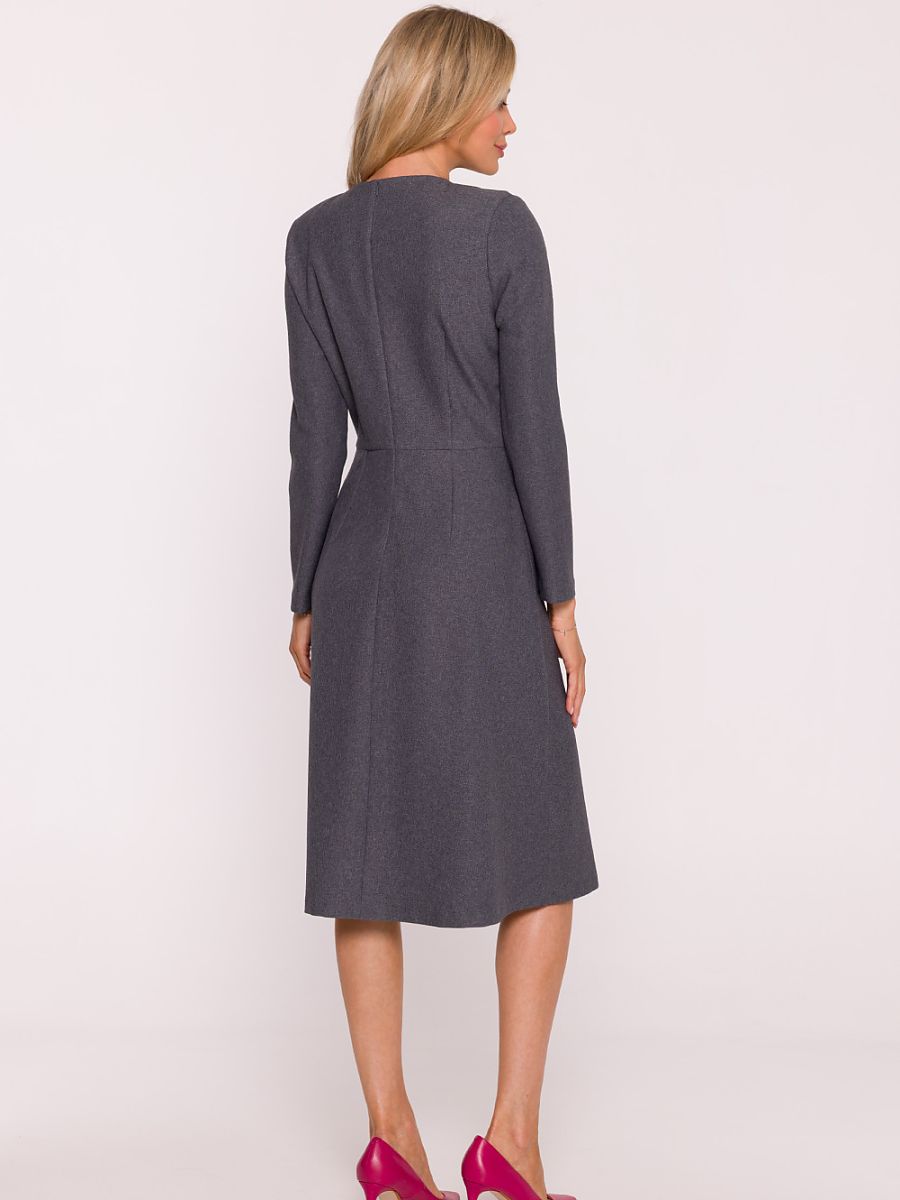 Robe midi Valentine à nœuds, coloris gris anthracite, photo 3
