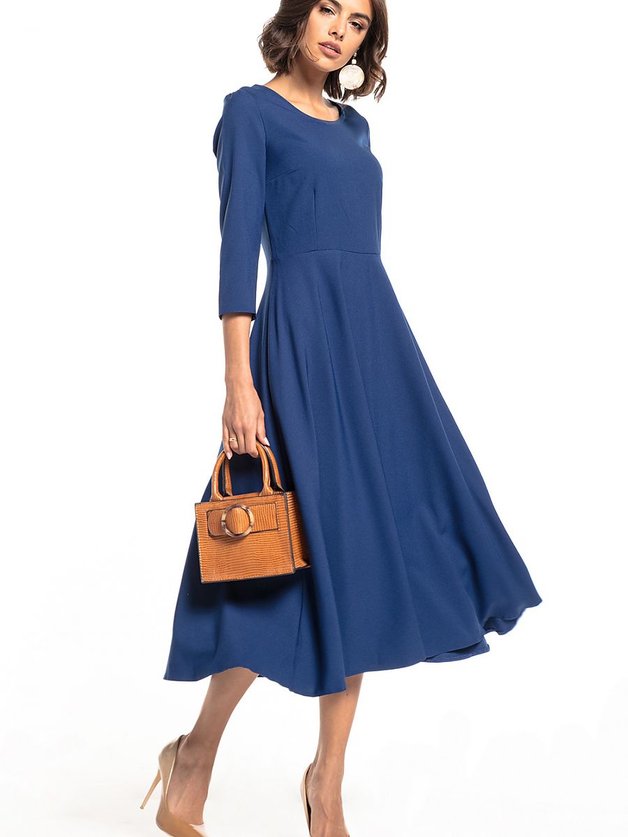 Robe midi Rose patineuse, coloris bleu marine, photo 1