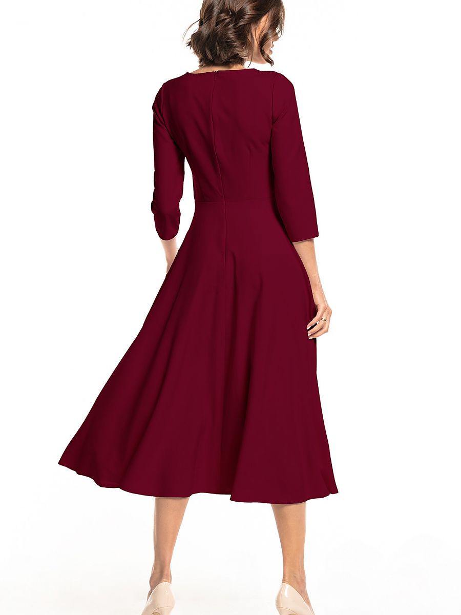 Robe midi Rose patineuse, coloris bordeaux, photo 2