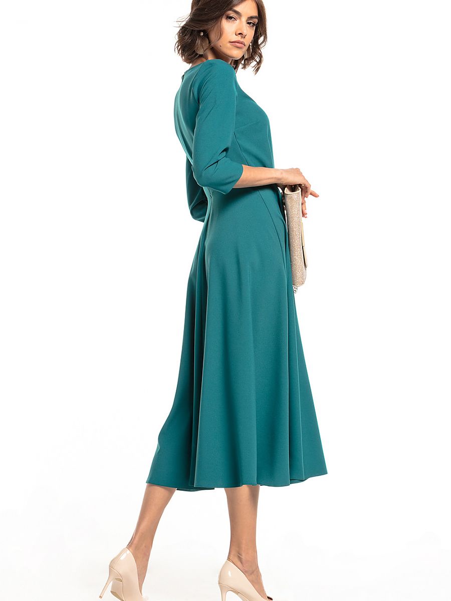 Robe midi Rose patineuse, coloris vert canard, photo 2