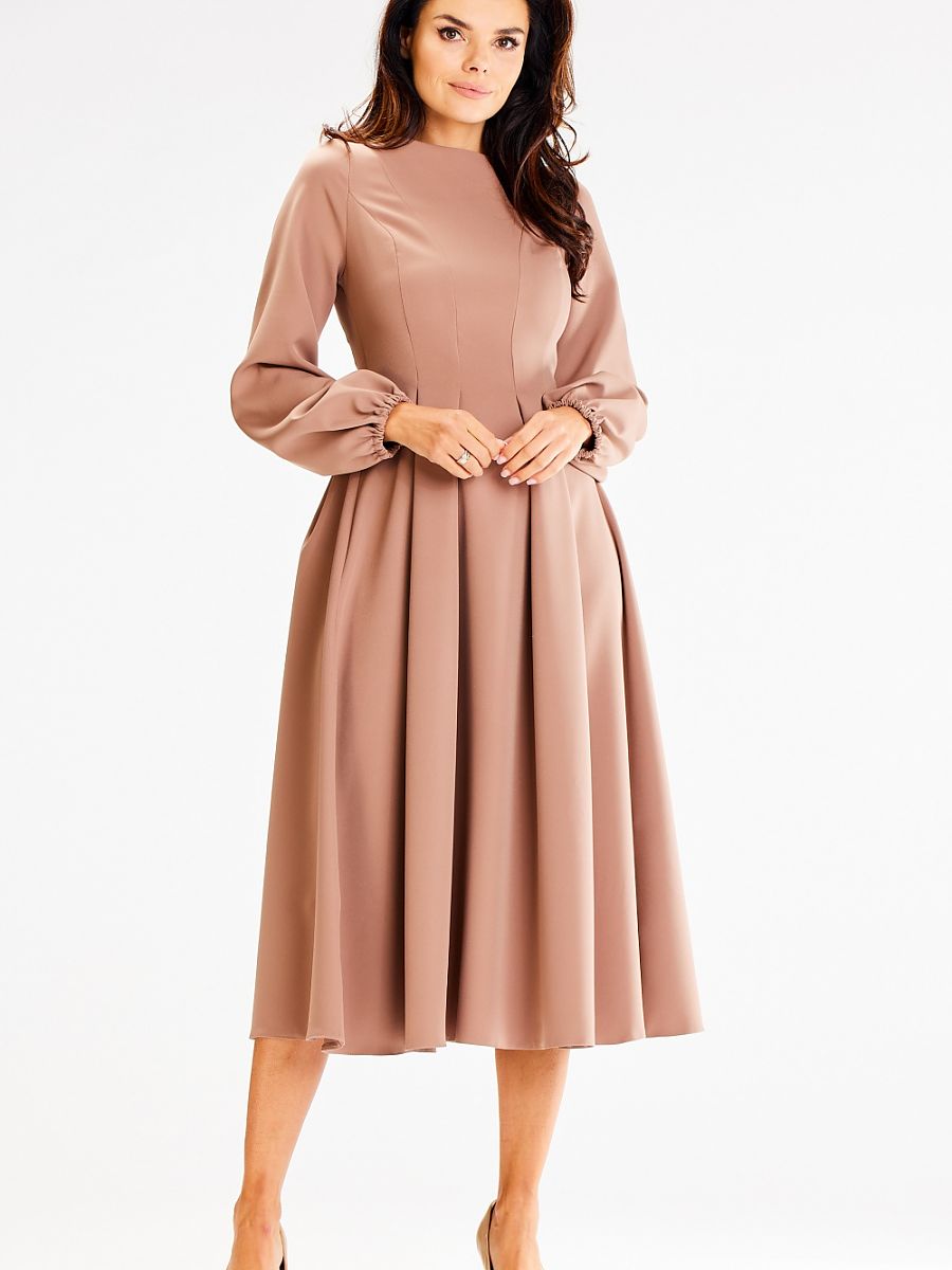 Robe midi Clémence plissée, coloris nude, photo 1