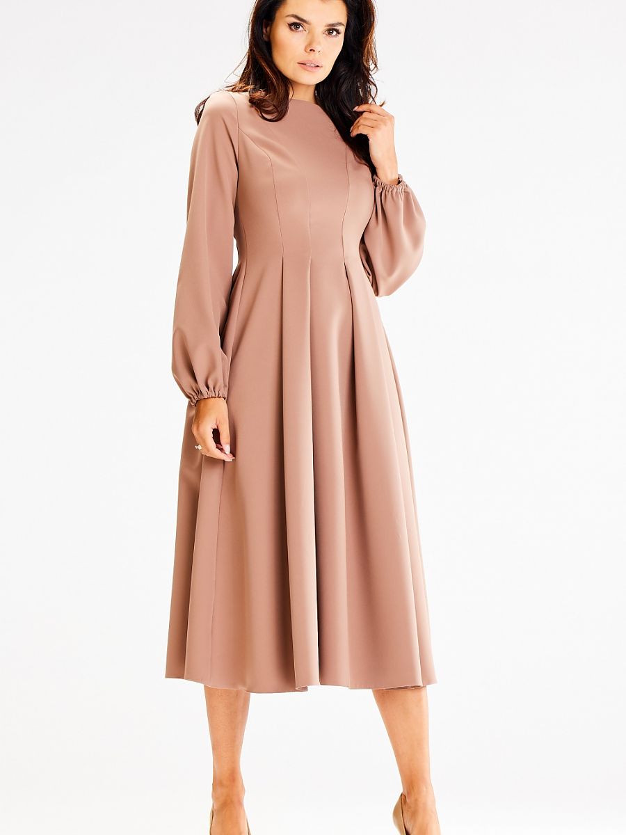 Robe midi Clémence plissée, coloris nude, photo 2