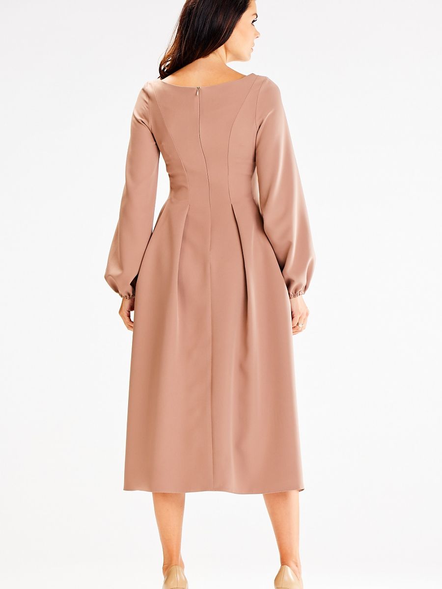 Robe midi Clémence plissée, coloris nude, photo 3