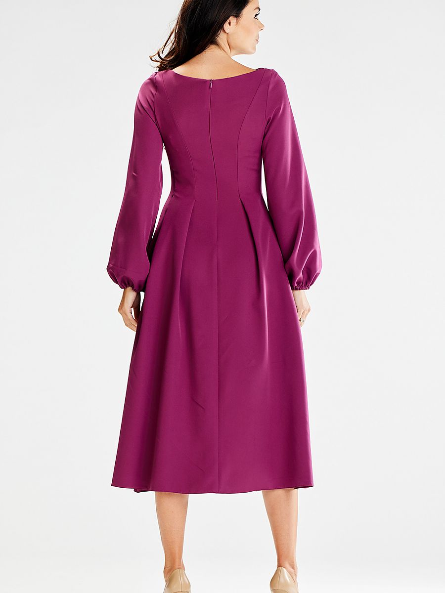 Robe midi Clémence plissée, coloris prune, photo 3