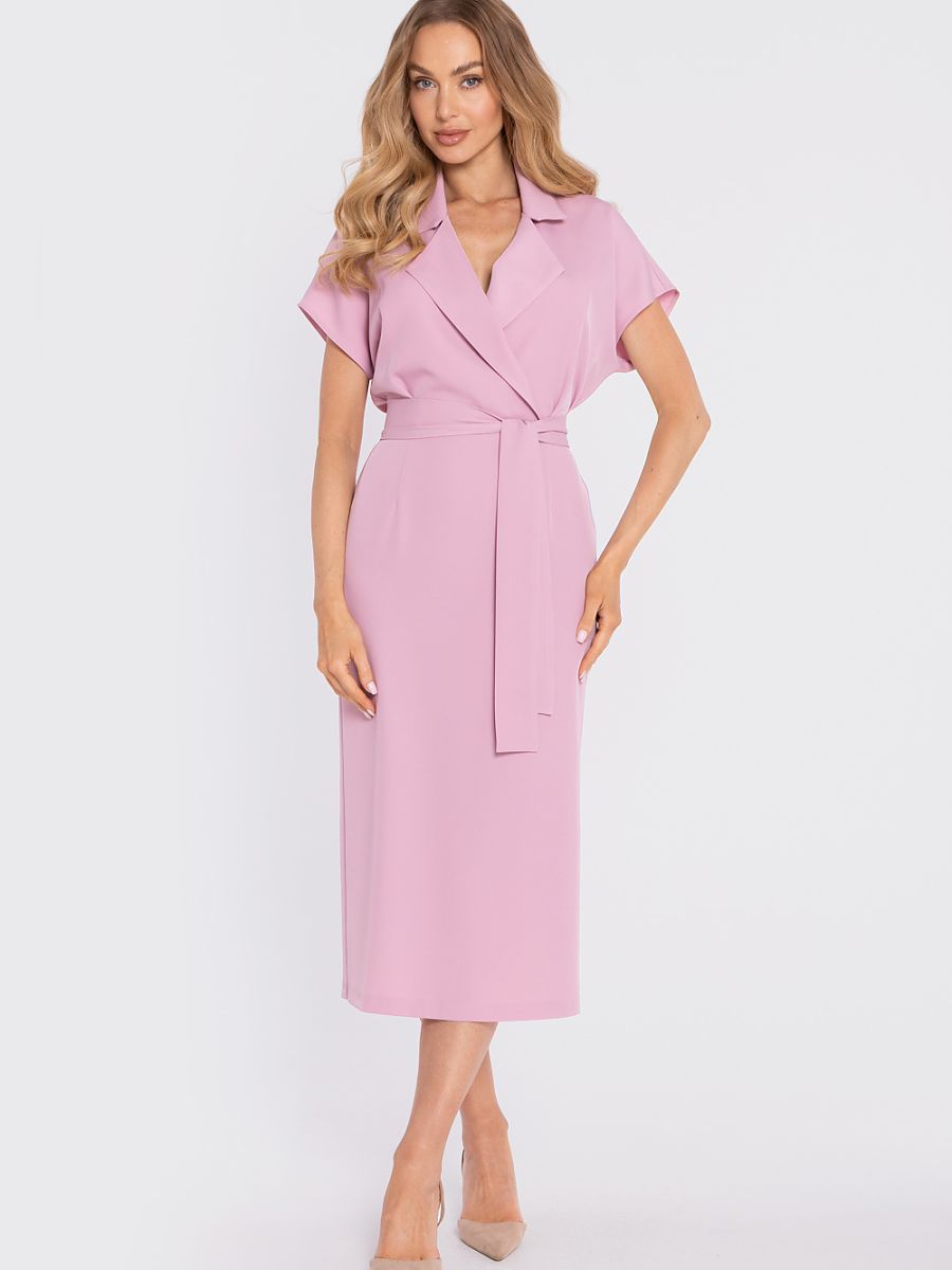 Robe midi portefeuille Cécile, coloris rose poudré, photo 1
