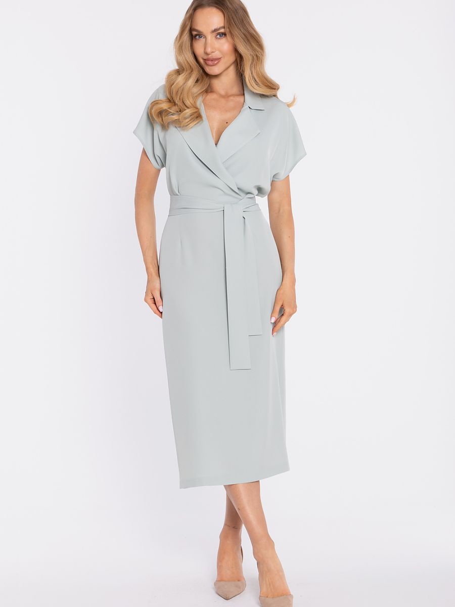 Robe midi portefeuille Cécile, coloris vert d'eau, photo 1