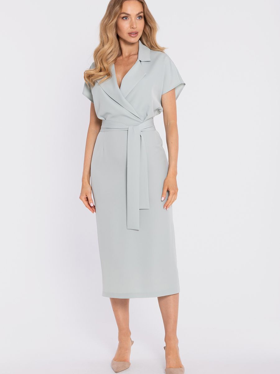 Robe midi portefeuille Cécile, coloris vert d'eau, photo 2