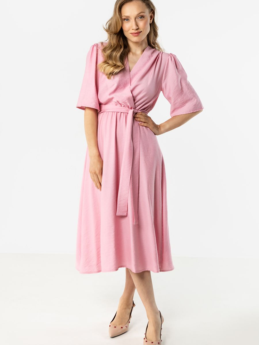 Robe midi portefeuille Alice, coloris rose, photo 1