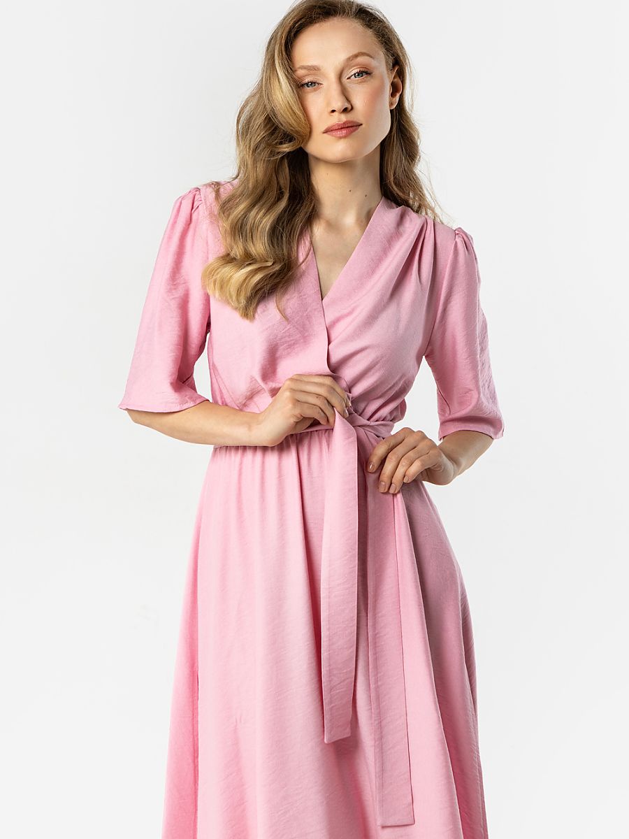Robe midi portefeuille Alice, coloris rose, photo 2