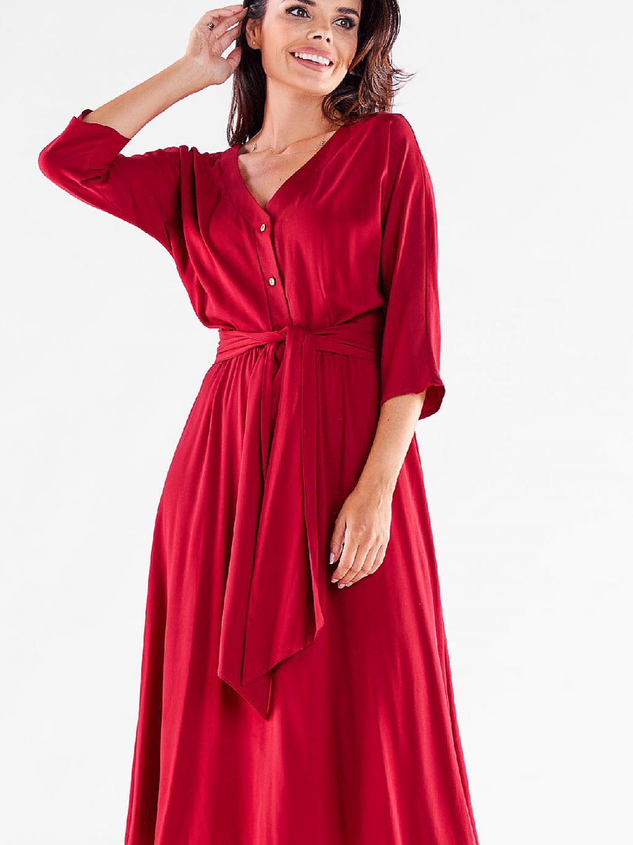 Robe midi Rachel rouge, coloris rouge, photo 1