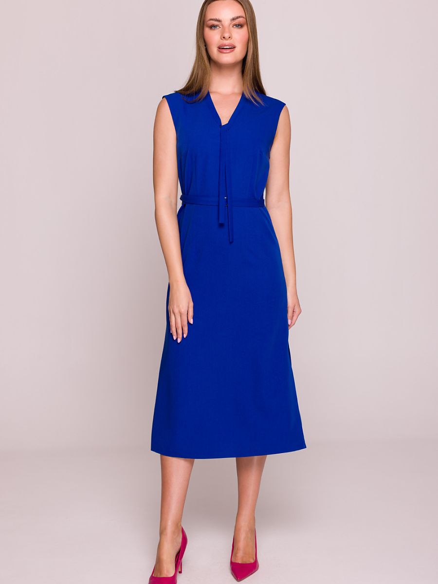 Robe midi Nina satinée, coloris bleu roi, photo 1