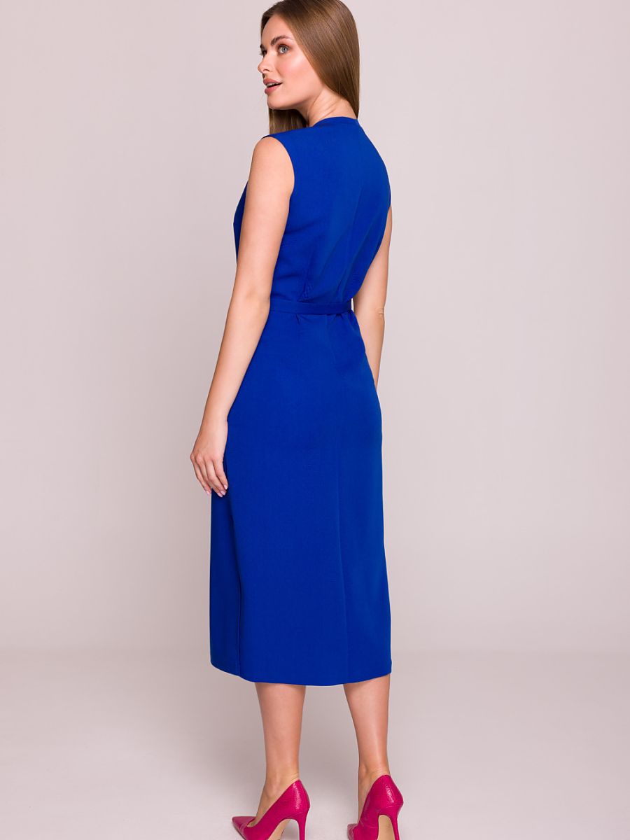 Robe midi Nina satinée, coloris bleu roi, photo 2