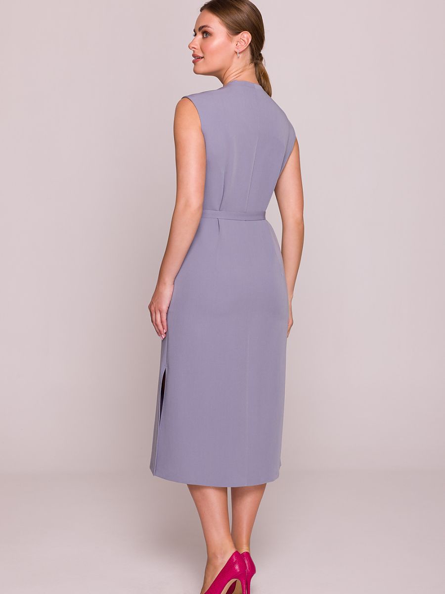 Robe midi Nina satinée, coloris gris lavande, photo 2
