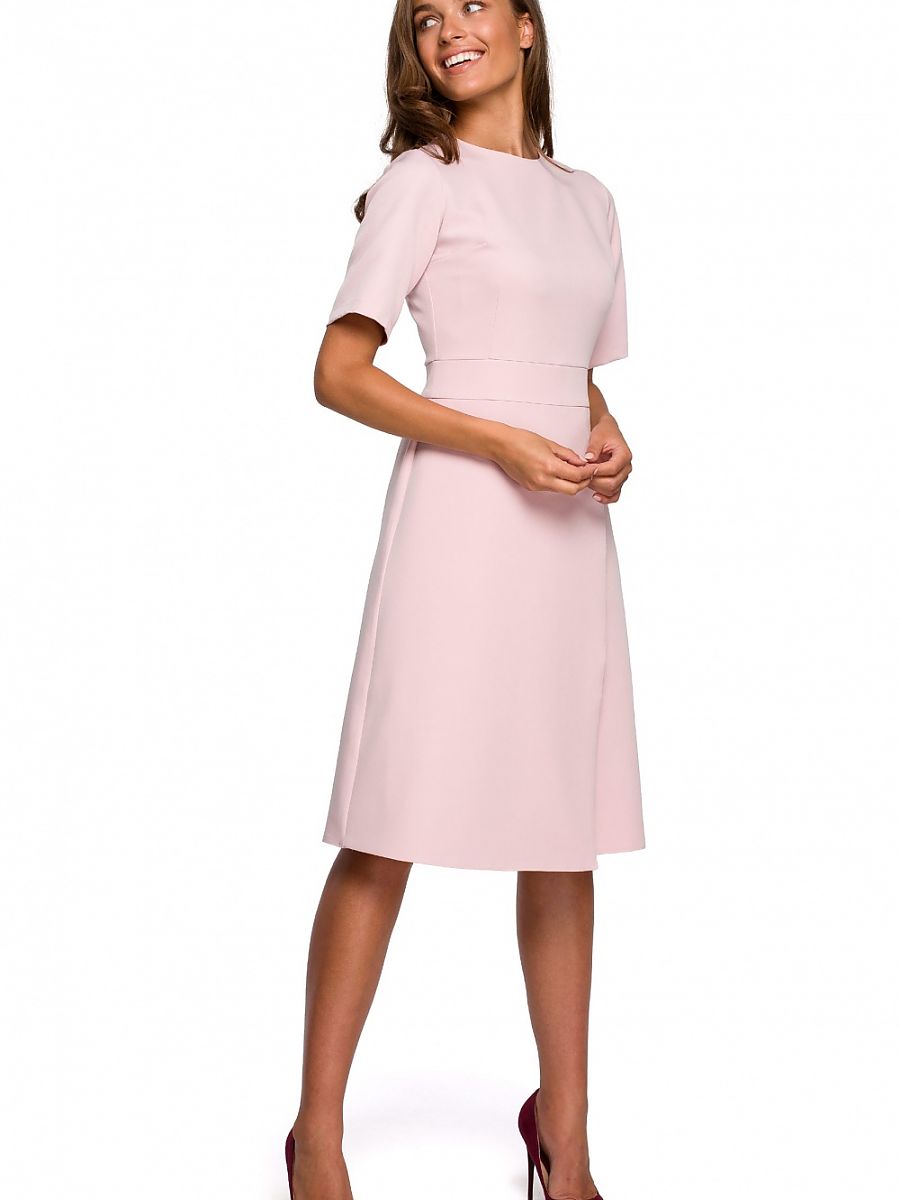 Robe midi Louise, coloris rose poudré, photo 1