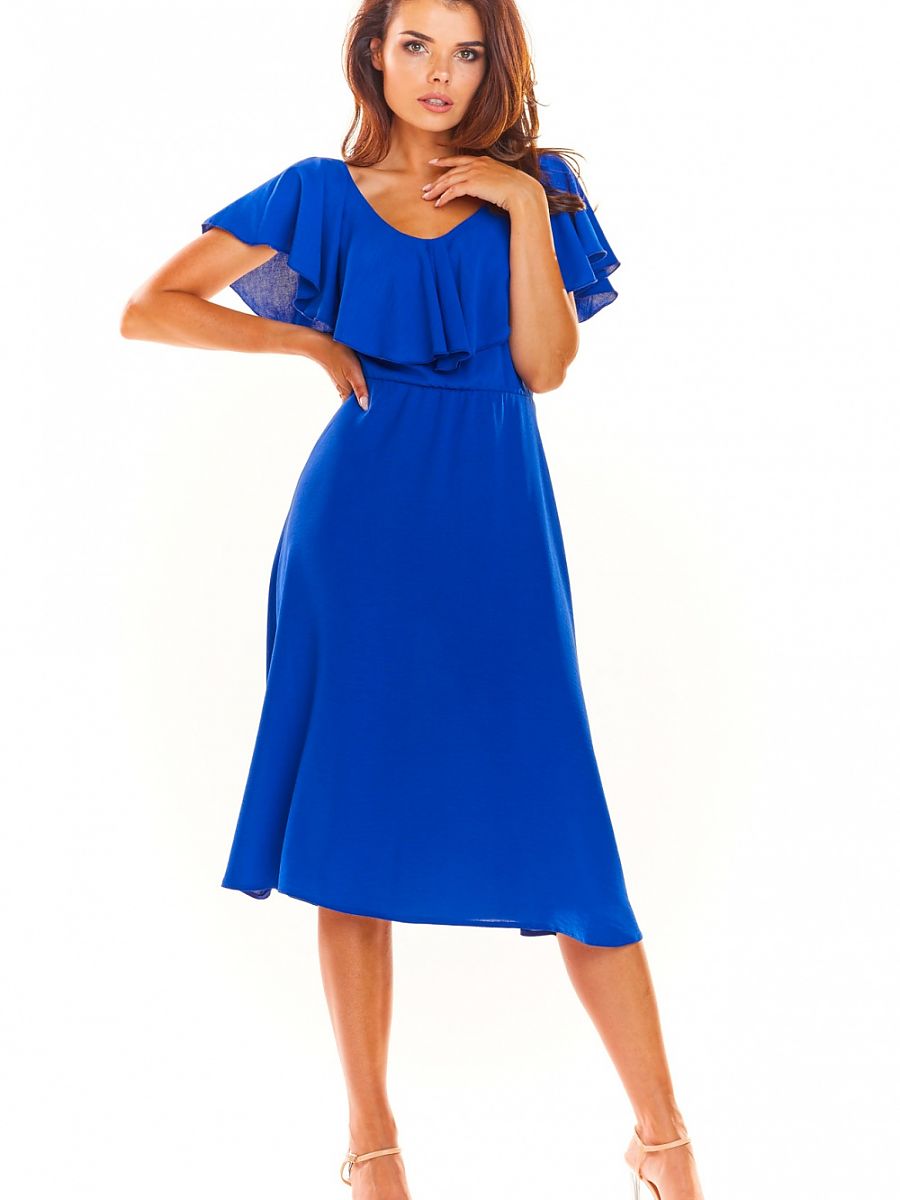 Robe midi Marion à volant, coloris bleu roi, photo 1