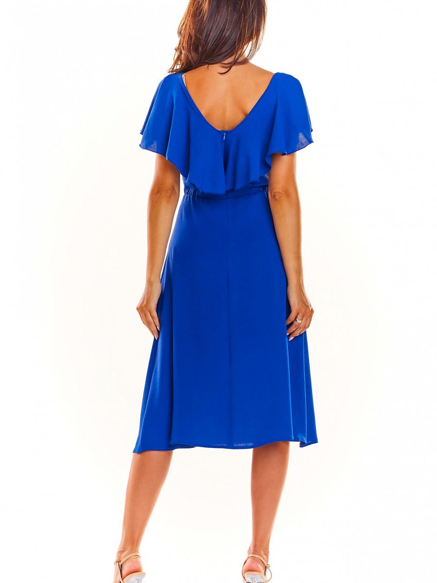 Robe midi Marion à volant, coloris bleu roi, photo 3