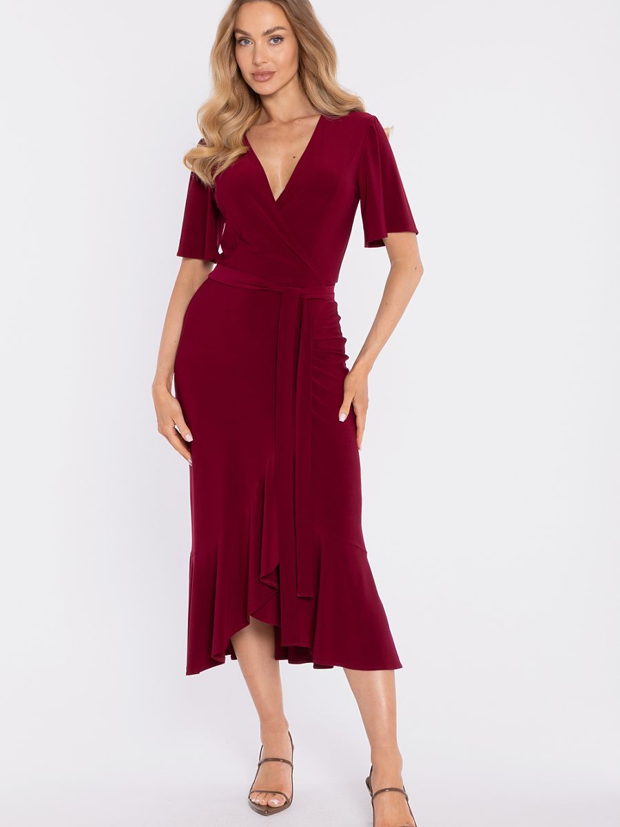 Robe Charlotte portefeuille à volant, coloris bordeaux, photo 2