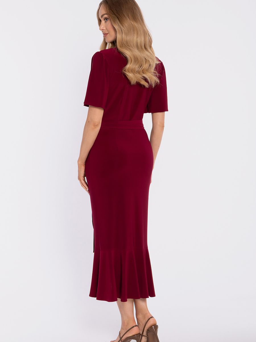 Robe Charlotte portefeuille à volant, coloris bordeaux, photo 3