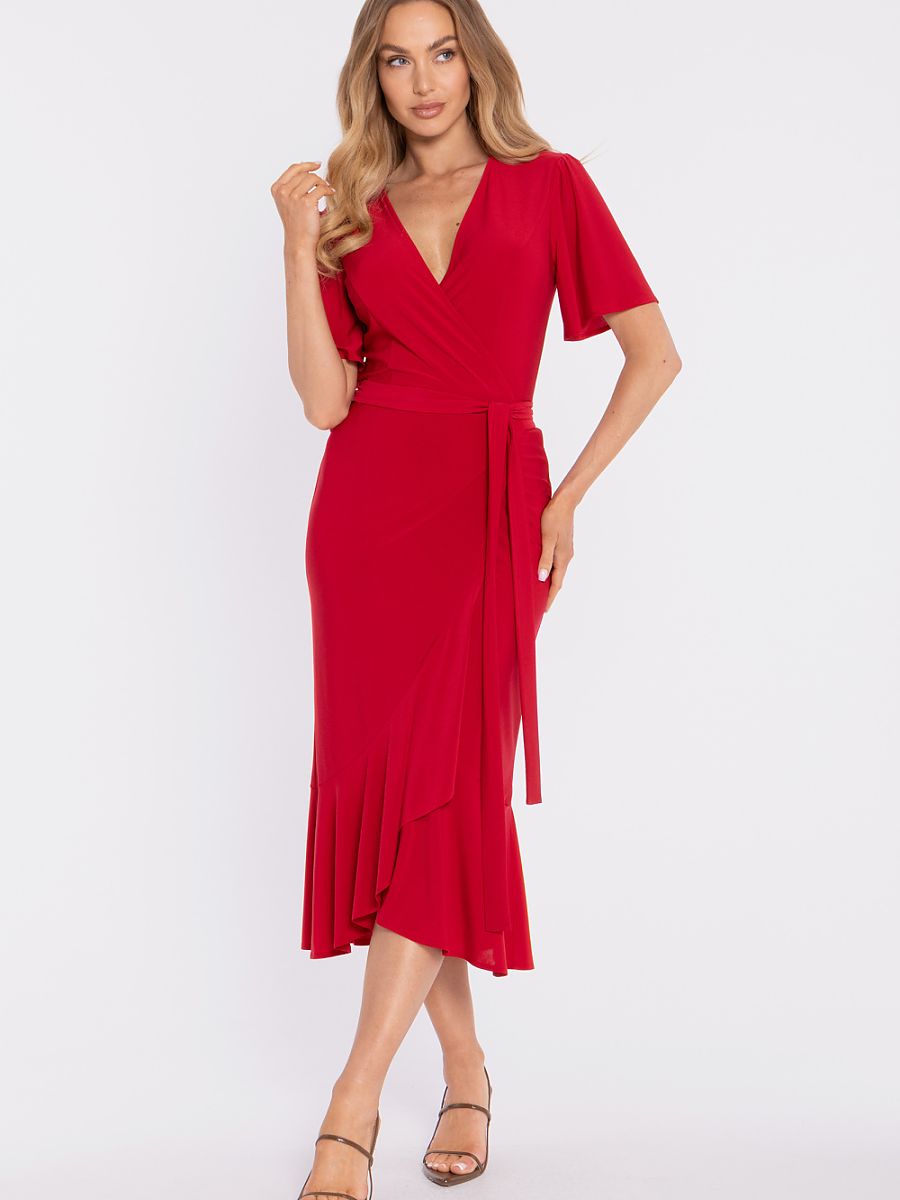 Robe Charlotte portefeuille à volant, coloris rouge, photo 1