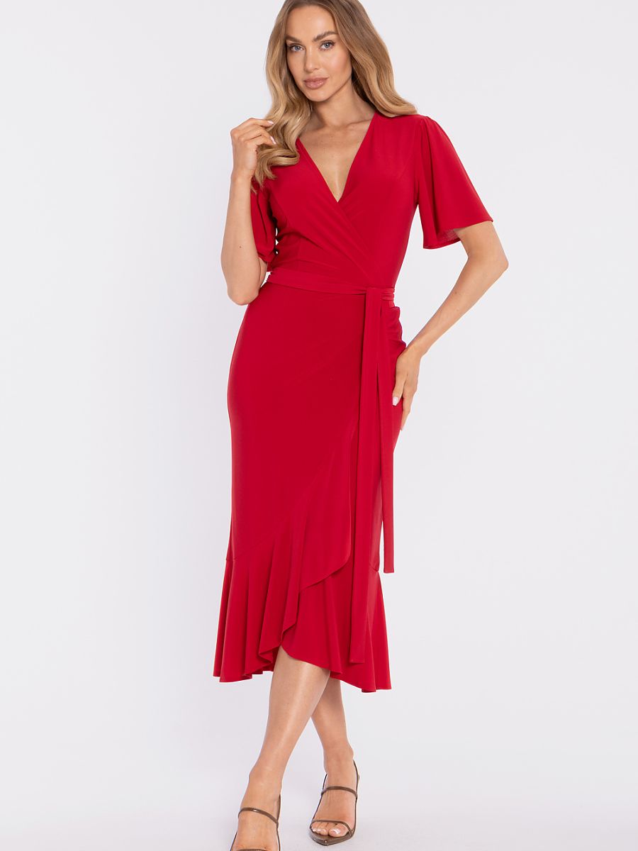 Robe Charlotte portefeuille à volant, coloris rouge, photo 2