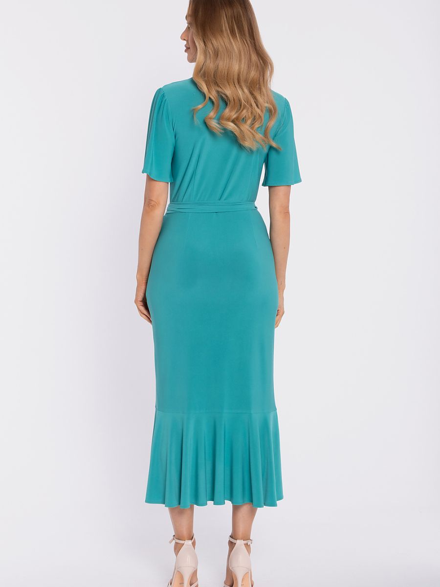 Robe Charlotte portefeuille à volant, coloris turquoise, photo 3