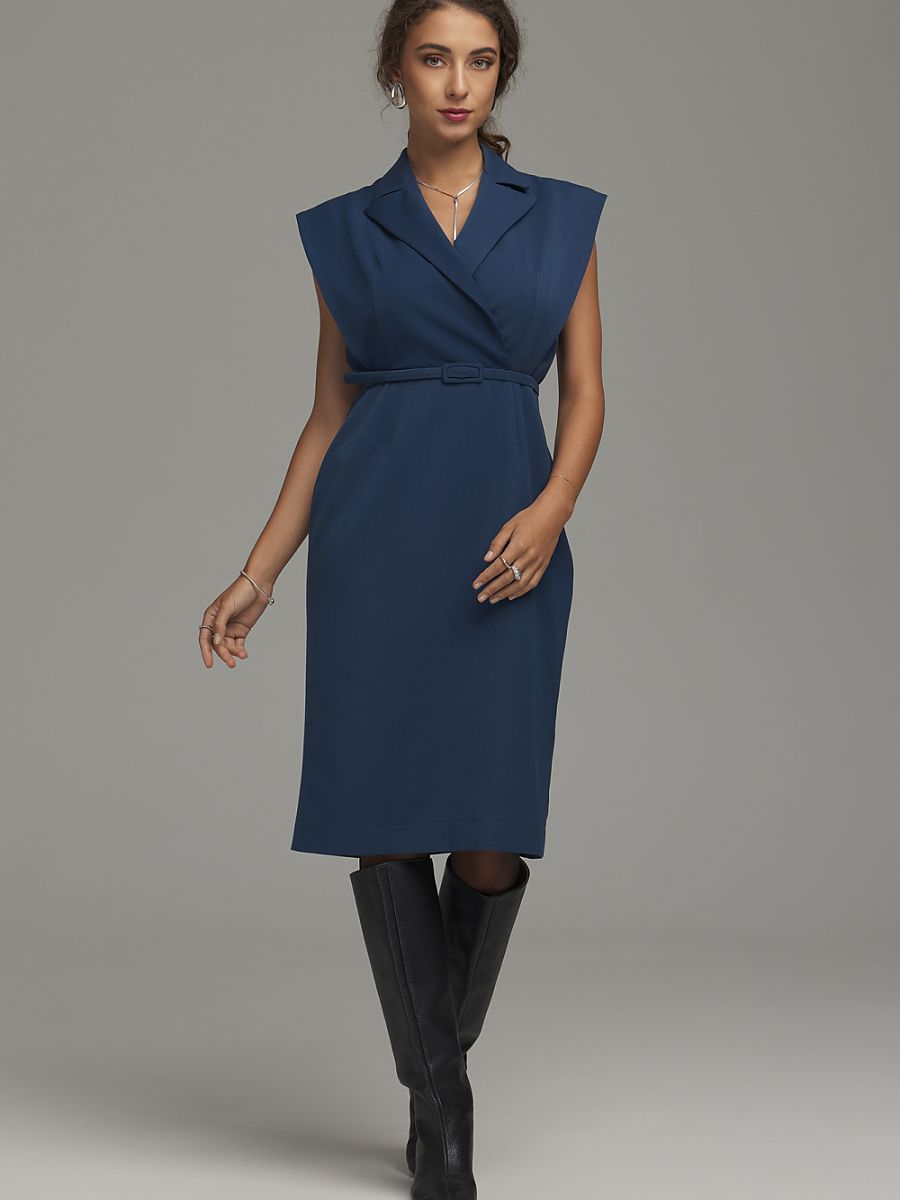 Robe tailleur Hélène, coloris bleu marine, photo 2