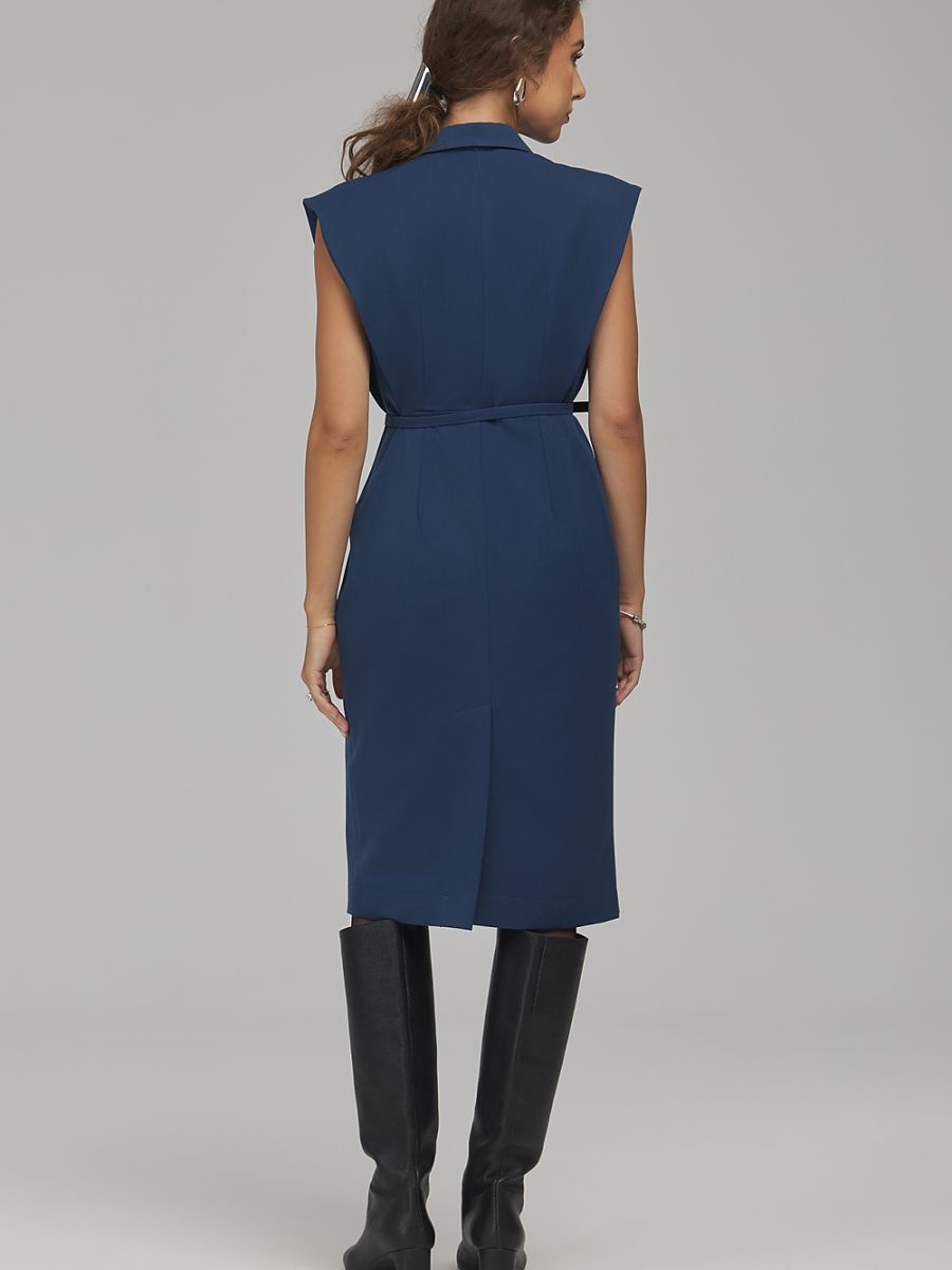 Robe tailleur Hélène, coloris bleu marine, photo 3