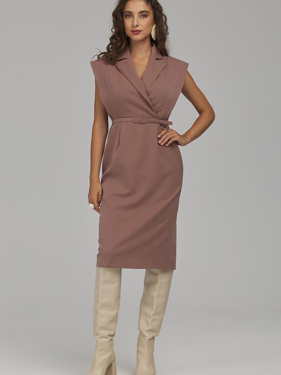 Robe tailleur Hélène, coloris vieux rose, photo 2